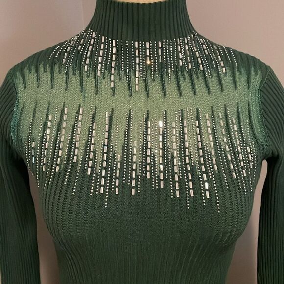 Boston Proper Embellished Illusion Mock Neck Sweater Size XXS - Picture 4 of 14